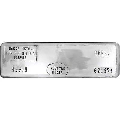 100 Oz. NEW Nadir Metal Rafineri Refinery Silver Bar - 999.9 Fine • $2999