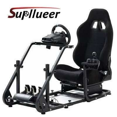 Supllueer Racing Steering Simulator Cockpit Stand With Seat Fit Logitech G920 • £289.99