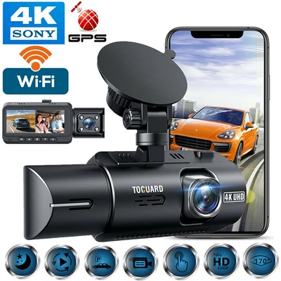 $159.39 • Buy TOGUARD 4K 1080P Dual Dash Cam WiFi GPS Car Camera Front And Cabin Night Vision