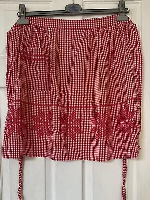 Vintage Red Gingham Apron Handmade Star Embroidered MCM Star Pattern Pocket • £8