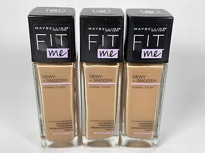 3 Maybelline Fit Me Dewy+Smooth Foundation SPF18 & Vitamin E 130 BUFF BEIGE • $19.54