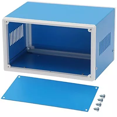 Electronic Enclosures Blue Metal Enclosure Project Case DIY Box Junction Case... • $35.25