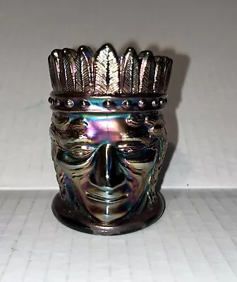 Vintage Native American Chief Head Carnival Glass Toothpick Holder • $14