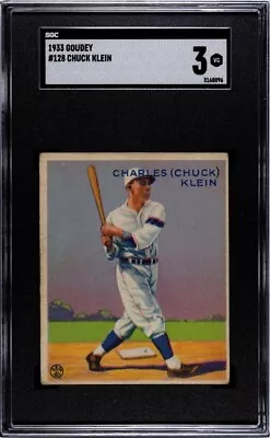 1933 Goudey Chuck Klein #128 SGC 3 “HOF & PHILLIES Legend” • $445