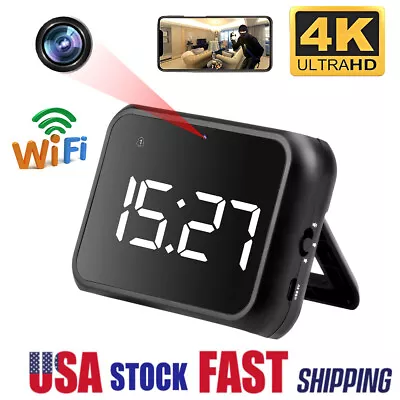 4k Mini WiFi Camera Alarm Clock Night Vision Pinhole Security Nanny Cam HD 1080P • $53.83