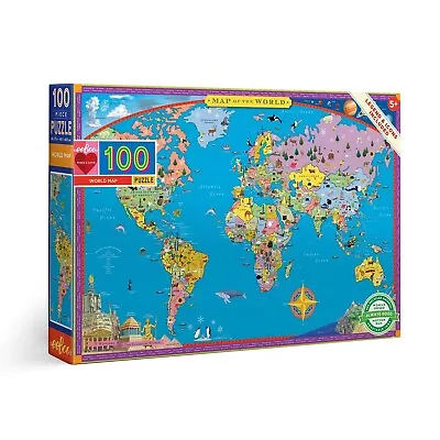 EeBoo 100 Pc Puzzle – World Map Kids Toy Family Puzzle Age 5+ 01568 • $38.99