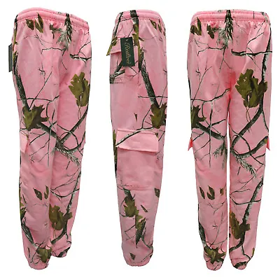 Ladies Womens Girls Pink Camo Active Wear Joggers Jogging Bottoms Trousers • £13.99