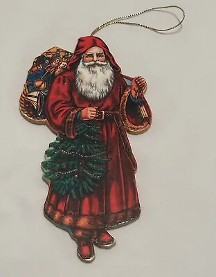 Vtg Old World Santa Claus Ornament Hang Tag Midwest Importers Flat Chipboard • $8.80