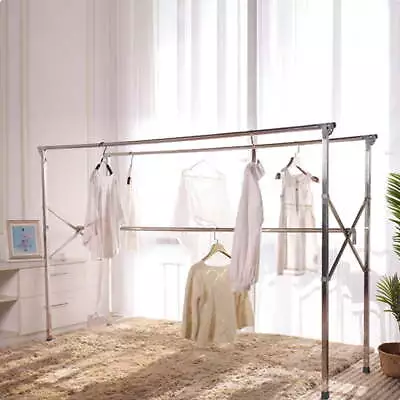 H-Type Metal Clothes Drying Rack 79 Extended Length Foldable Garment Rack Sturdy • $59.83