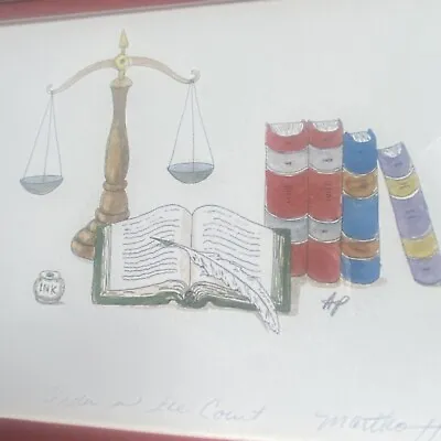 Martha Hinson  Order In The Court  Watercolor - ARTIST PROOF Signed/Framed • $125