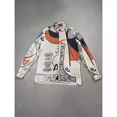 Versace Bauhaus Print Silk Shirt Rare $1225 MSRP Hakeem Lyon Size 41 • $350