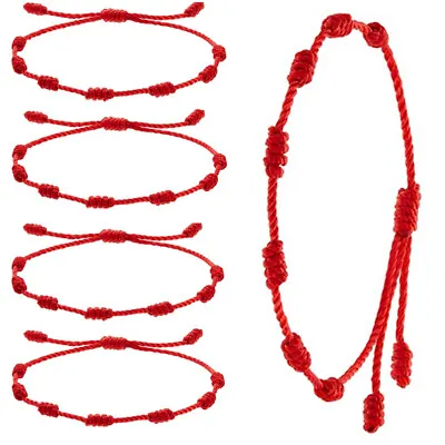 7 Knots Good Luck Red Bracelets Kabbalah Amulet Thread String Anklet Unisex Gift • £2.87