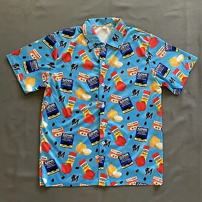 Miami Marlins Button Up Shirt Mens XL Blue Short Sleeve MLB GOYA Beans Casual • $13.85