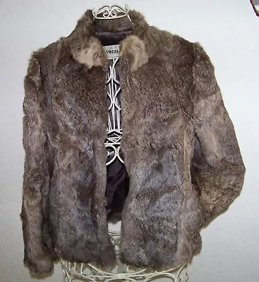 VTG Genuine Rabbit Fur Coat Ladies Size Med Natural Browns Very Nice Warm Soft • $80