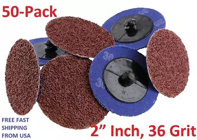 SHYNABRASIVES 50Pc 36 Grit 2 Inch Roll Lock Abrasive Sanding Discs • $19.99