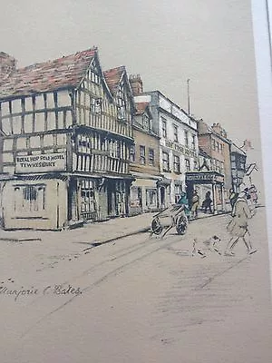 Print Of The Royal Hop Pole Hotel In Tewkesbury By Marjorie C.Bates • £5