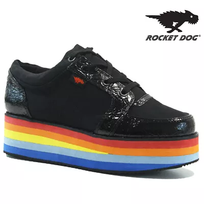 £14.95 • Buy Ladies Rocket Dog Flat Platform Wedge Lace Creepers Punk Goth Shoes Boots Size