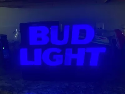 Vintage 1991 Bud Light Beer Light Up Sign NEON BUDWEISER Bright Blue Electric • $69.99