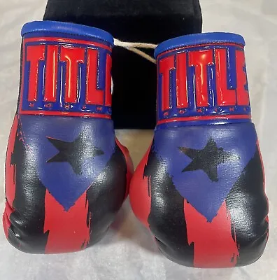 Mini Title Boxing Gloves Rear View Mirror Car Hang Charm Luck Redblueblack • $14.99