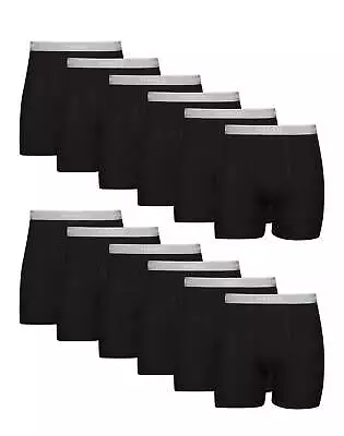 Hanes Boxer Briefs 12-Pack Mens Value Pack Black Comfort Flex Waist Tagless S-XL • $41.73