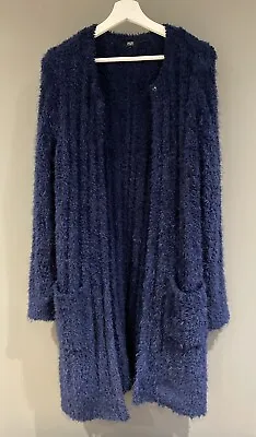 F&F Tesco Navy Blue Warm Cosy Winter Lounge Knit Long Cardigan Size M • £13.99