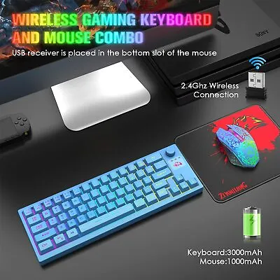 $50.25 • Buy Wireless Gaming Keyboard And Mouse Combo Bundle RGB USB For PC Laptop Xbox/PS4