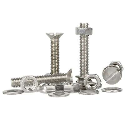 £4.55 • Buy M2 M2.5 M3 M4 M5 Slotted Countersunk Machine Screws Nuts Washers Stainless Steel