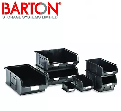 Black Plastic Parts Lin Bins - Component Storage Boxes Picking Bin Workshop Box • £18.95