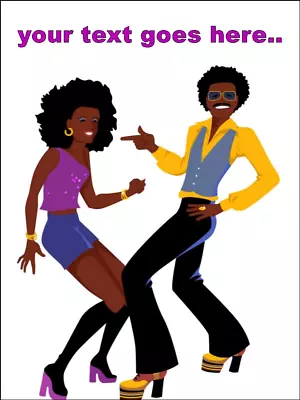 70's Disco Dancing Boogie Personalised Wafer Or Icing Edible Oblong Cake Topper • £5.91