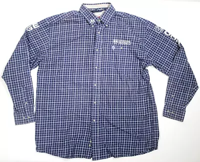 WRANGLER  Mens  2XL George Strait  DODGE RODEO RAM Blue Check Long Sleeve Shirt • $46.99