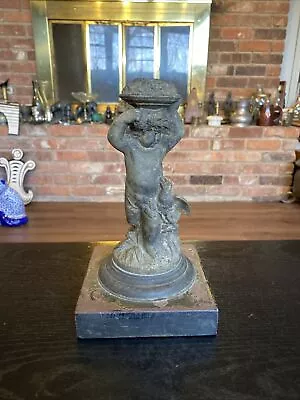 Antique Cherub Child With Bird Oil Lamp Base Parts • $45