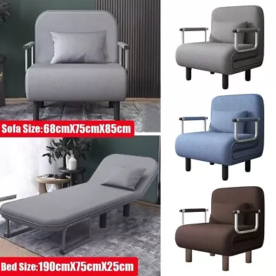 NEW Single/Double Folding 5 Position Convertible Sleeper Armchair Chair Sofa Bed • £146.89