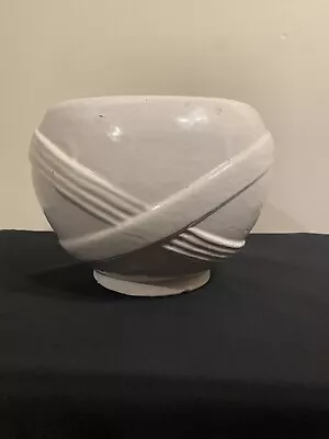 Zanesville Stoneware Pottery Matte White Mission Style Jardiniere • $99