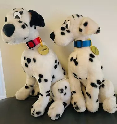 Vintage Disney Land 101 Dalmatians Pongo Perdita  Dalmatian Plush Soft Toy Sit • £79.99