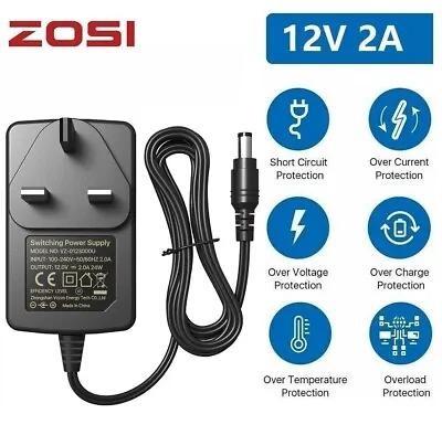 £7.99 • Buy Zosi Ac Dc 12v 2a Power Supply Adapter Charger For Cctv Camera Led Strip Light
