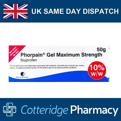 Phorpain 10% Anti Inflammatory Pain Relief Gel 50g Sprains Ibuprofen • £9.99
