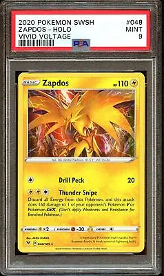 $19.99 • Buy PSA 9 MINT Zapdos 048/185 Vivid Voltage HOLO RARE Pokemon Card