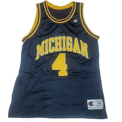Vintage Champion Michigan Wolverines Basketball Jersey #4 Mens Size 44 Blue • $63.77