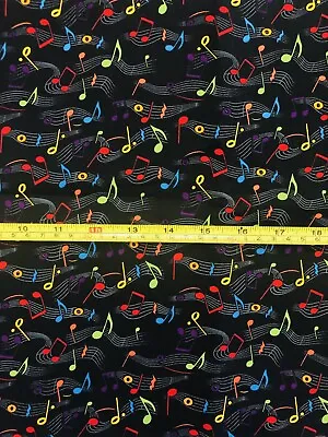 Rainbow Colorful Music Musical Notes 100% Cotton Fabric Fat Quarter 18 X21  • $4.49