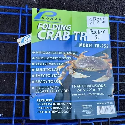 Set Of 2 Promar Folding Crab / Lobster Trap (Pot Box) Basket Top Door Bait Cage • $75