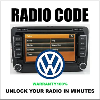 Unlock Radio Codes Rcd300 Pincode Stereo Rns315 Fits Volkswagen  Fast Service • $7.99