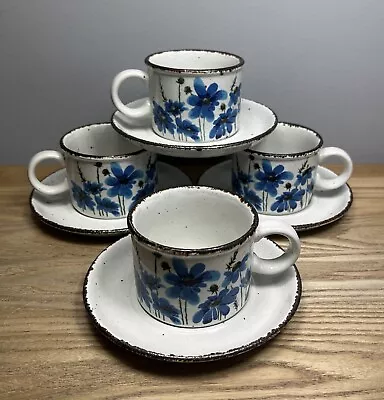 4 X Midwinter - Stonehenge - SPRING Blue Flowers-  Cups And Saucers - Tea/coffee • £24.99
