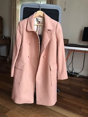 Boutique By Jaeger Double Breasted Wool Coat In Peachy Pink Size M • £50