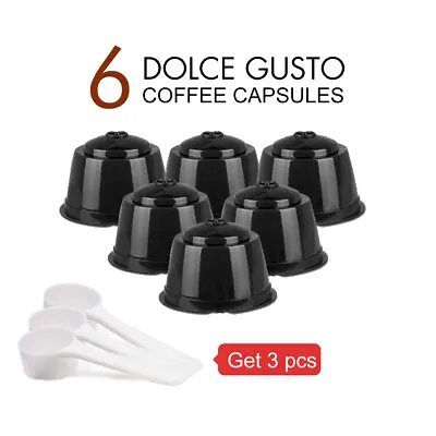 6PCS Refillable Coffee Capsule Filter Pods For Dolce Gusto Nescafe Reusable Cups • $12.99