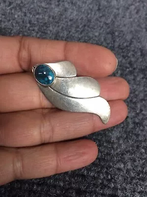 Nice Native American S.J. Sterling Silver Turquoise Pin Brooch  • $99.99