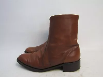 Acme Mens Size 9.5 D Brown Leather Zip Ankle Western Cowboy Boots • $109.10