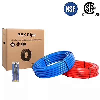 EFIELD 2 Rolls 1/2  X100 Ft(200FT) PEX Pipe Red Blue & Cutter For Potable Water • $53.99