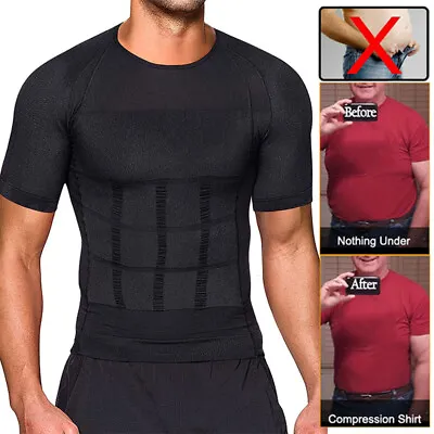 Men Slimming Body Shaper Gynecomastia Posture Corrector Vest Compression Shirt • $16.79