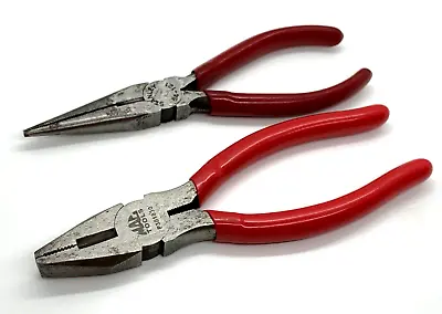 MAC Tools Stanley Set 6.5  Long Lineman Pliers Needle Nose Wire Cutters Lot Red • $34