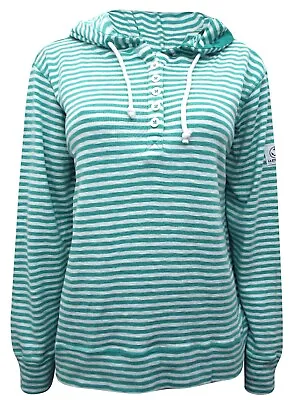 Lazy Jacks SEA-FOAM Pure Cotton Striped Hooded Top - Size 8 To 18  XS To XXL • £17.64